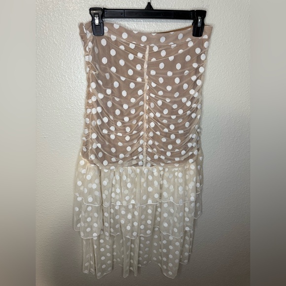 Majorelle Heidi Sheer Mesh Chiffon Polka Dot Ruffle Midi Skirt size M - Picture 3 of 6